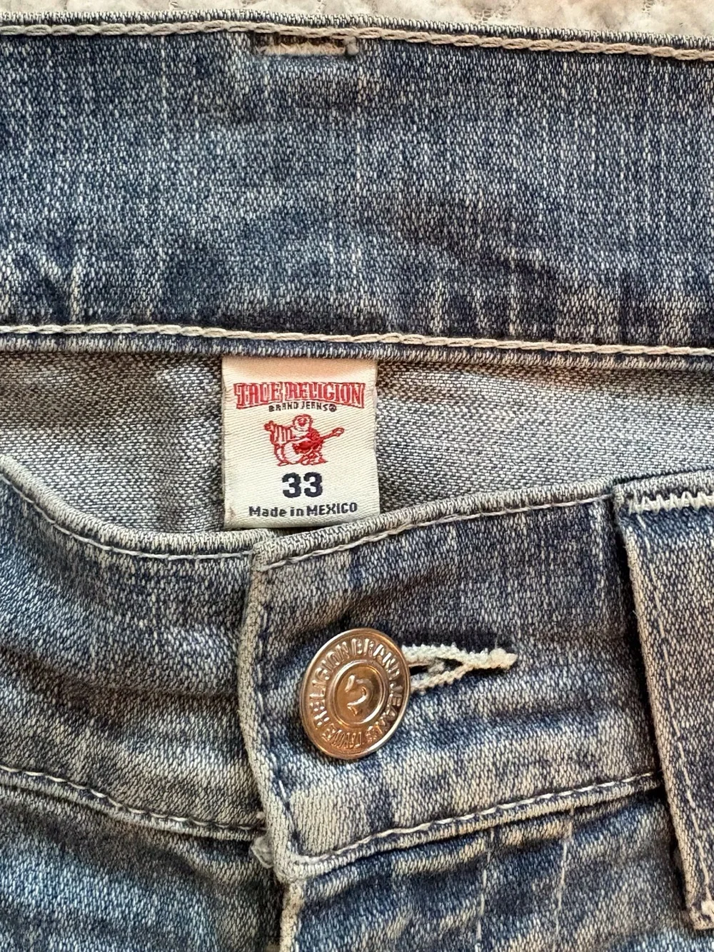 True Religion Men's Skinny Fit Distressed Blue Jeans Size 33
